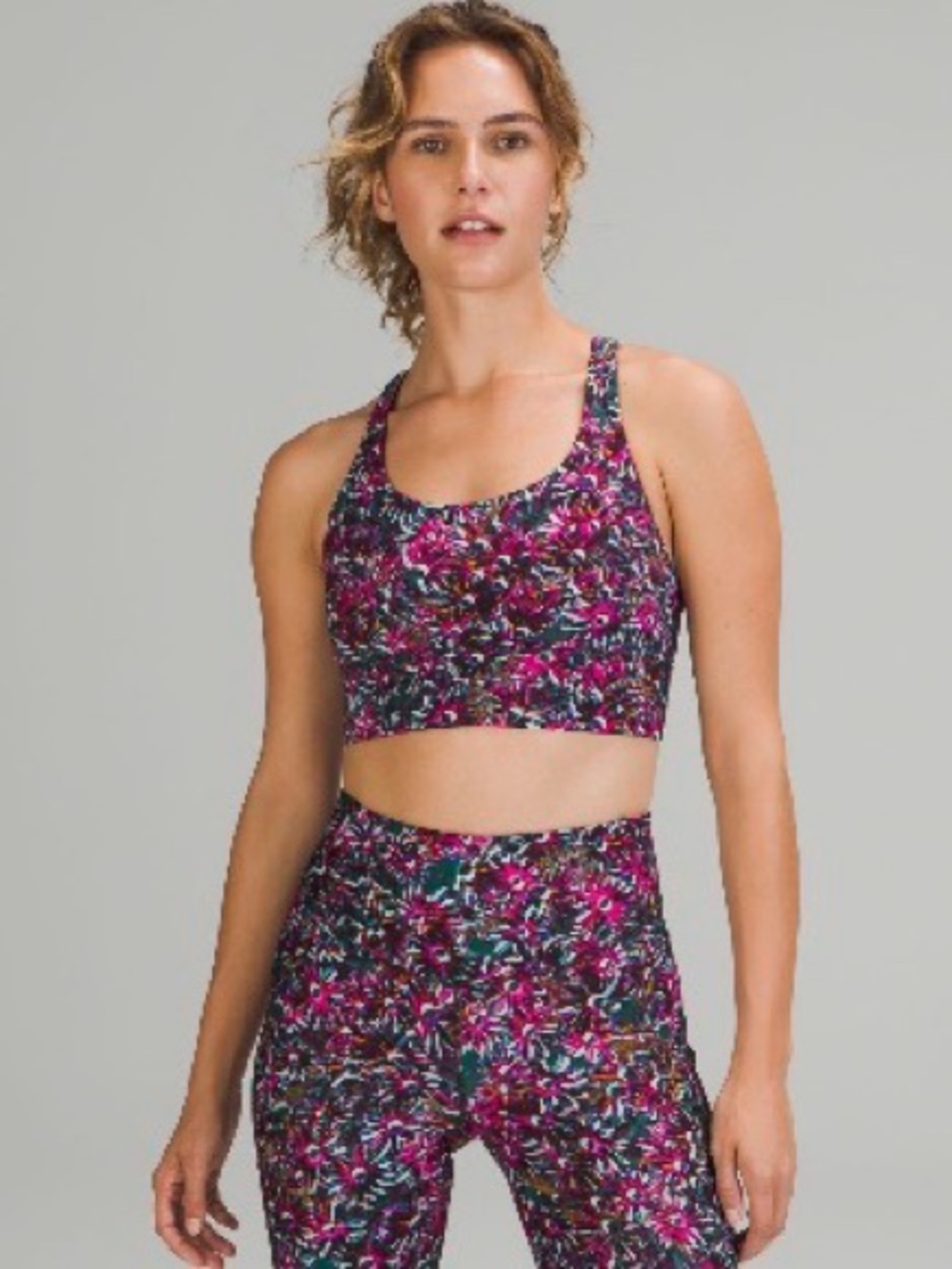 lululemon athletica Multicolor Floral Scoop Sports Bra - Pink, Green, Black